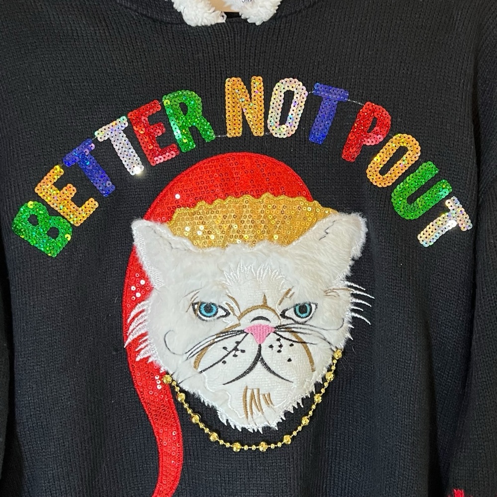 Grumpy Cat “Better Not Pout” Ugly Christmas Sweat… - image 4
